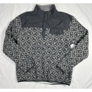 RANK 45 All In 1/4 Snap Geo Print Fleece Pullover Grey Size M Western‎ Outdoor